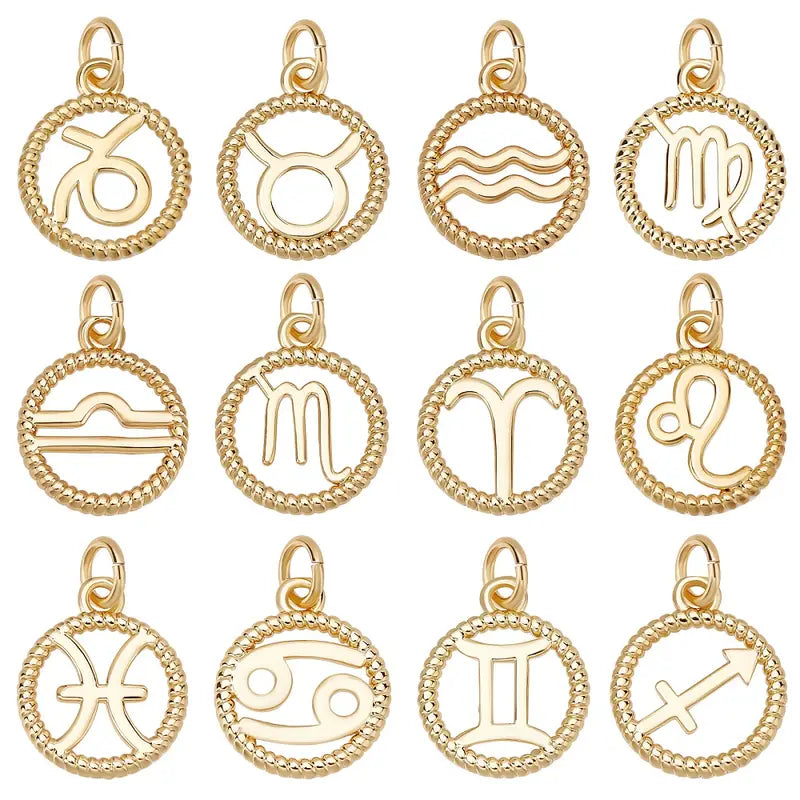 Round Gold Zodiac Signs