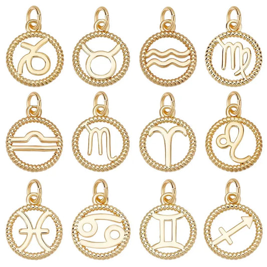 Round Gold Zodiac Signs