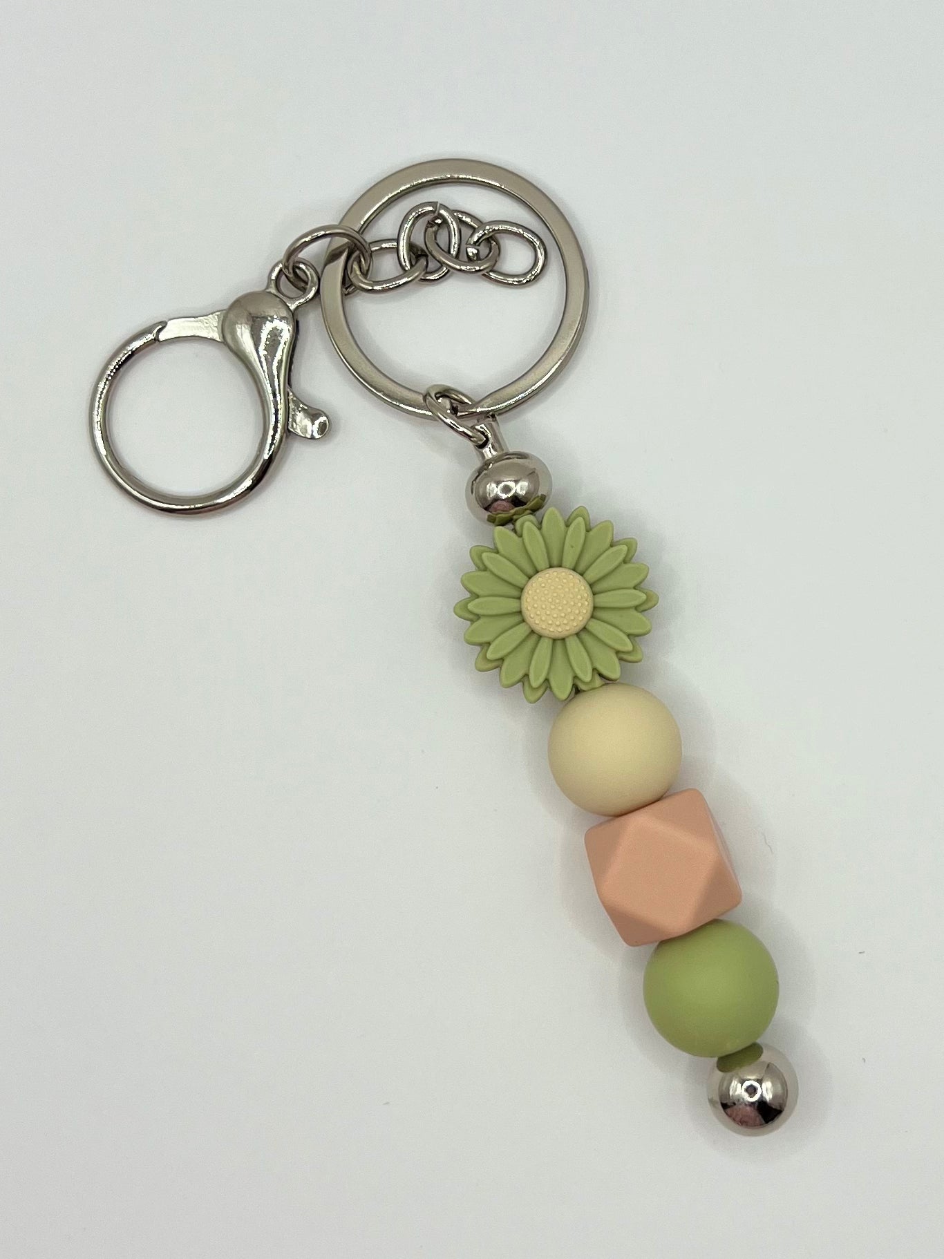 Sunflower Beaded Silver Keyring