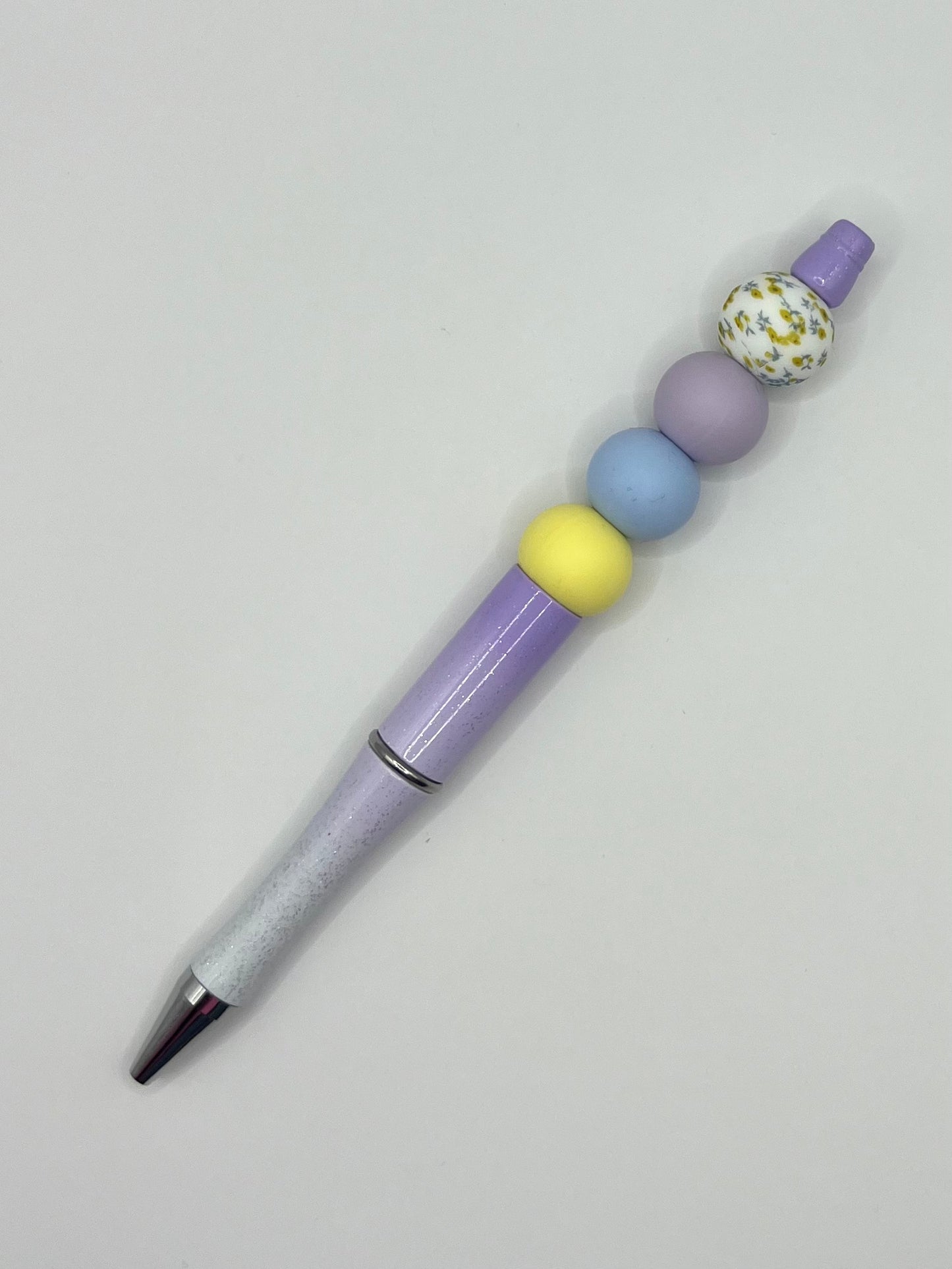 Purple Floral Sparkly Pen