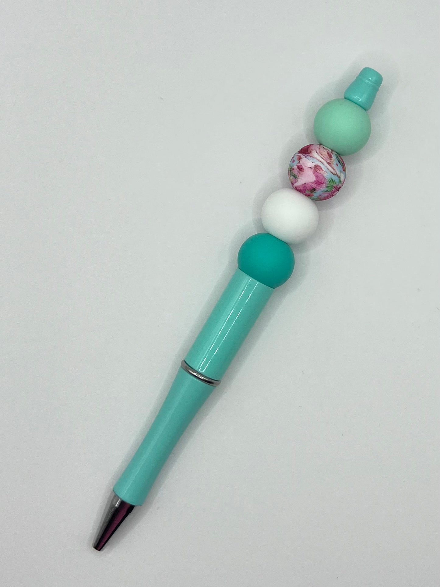 Turquoise Floral Beaded Pen