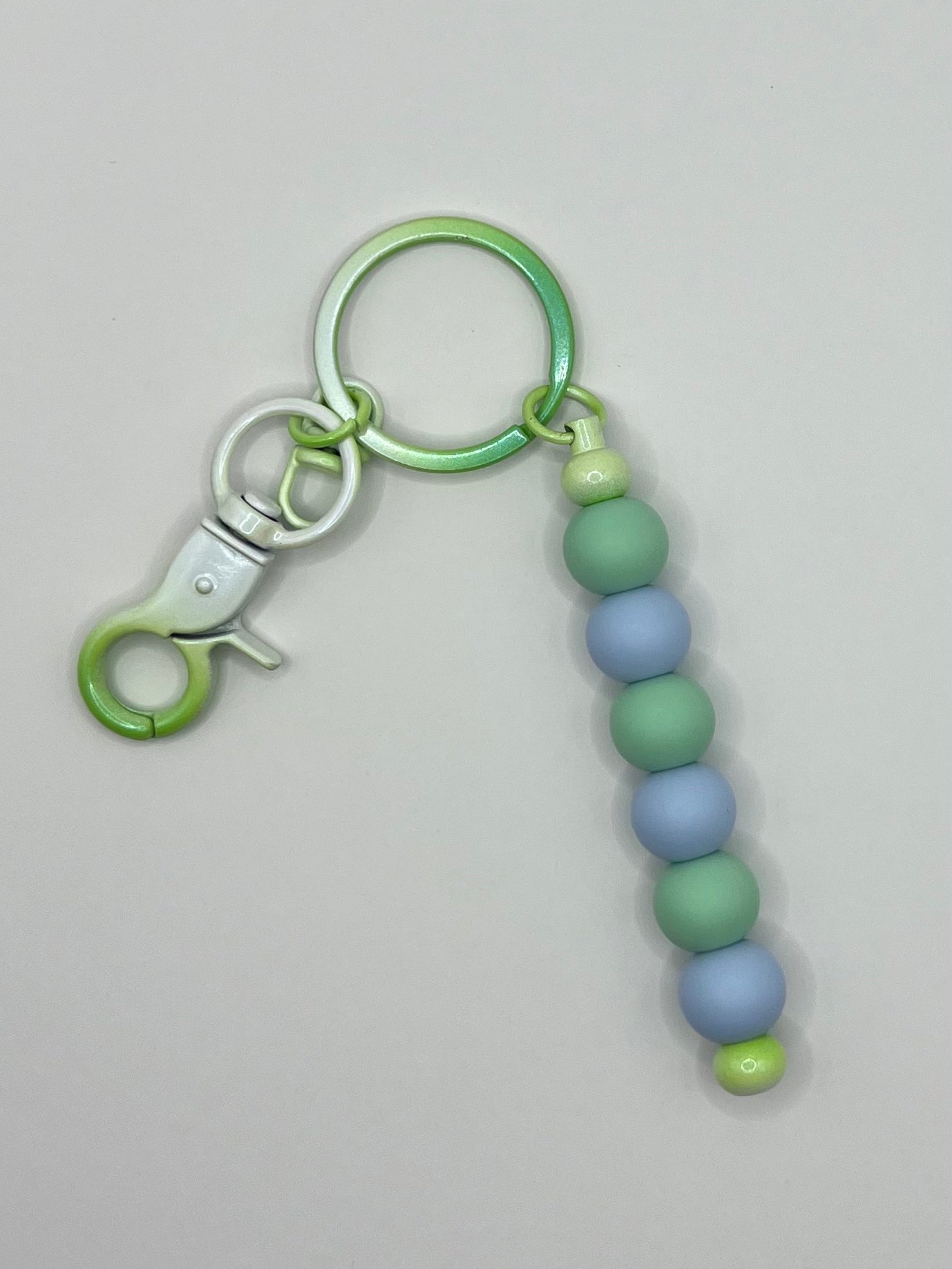 Green and Blue Beaded Green Keyring