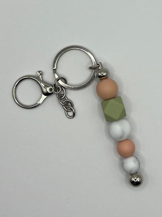 Earthy Beaded Silver Keyring