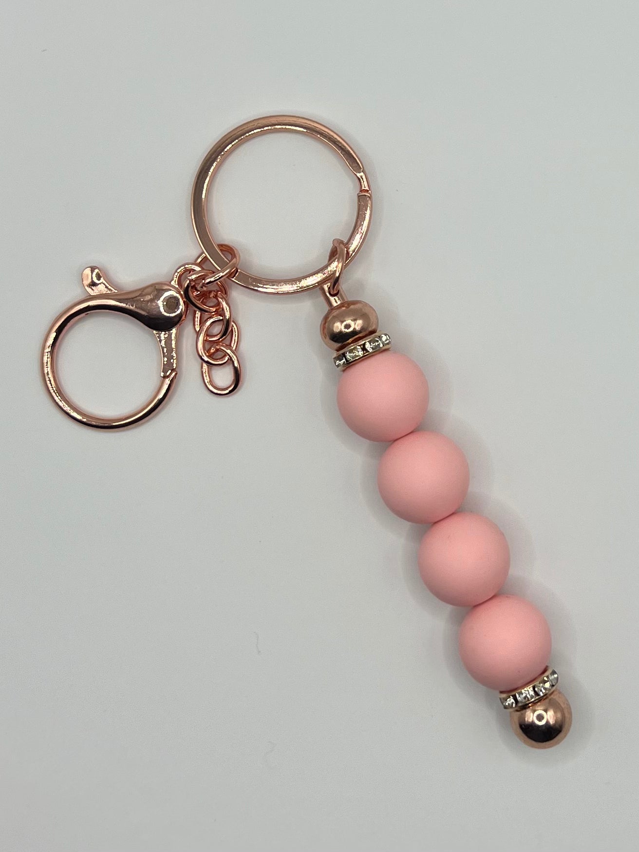 Rose Gold Pink Sparkly Beaded Keyring