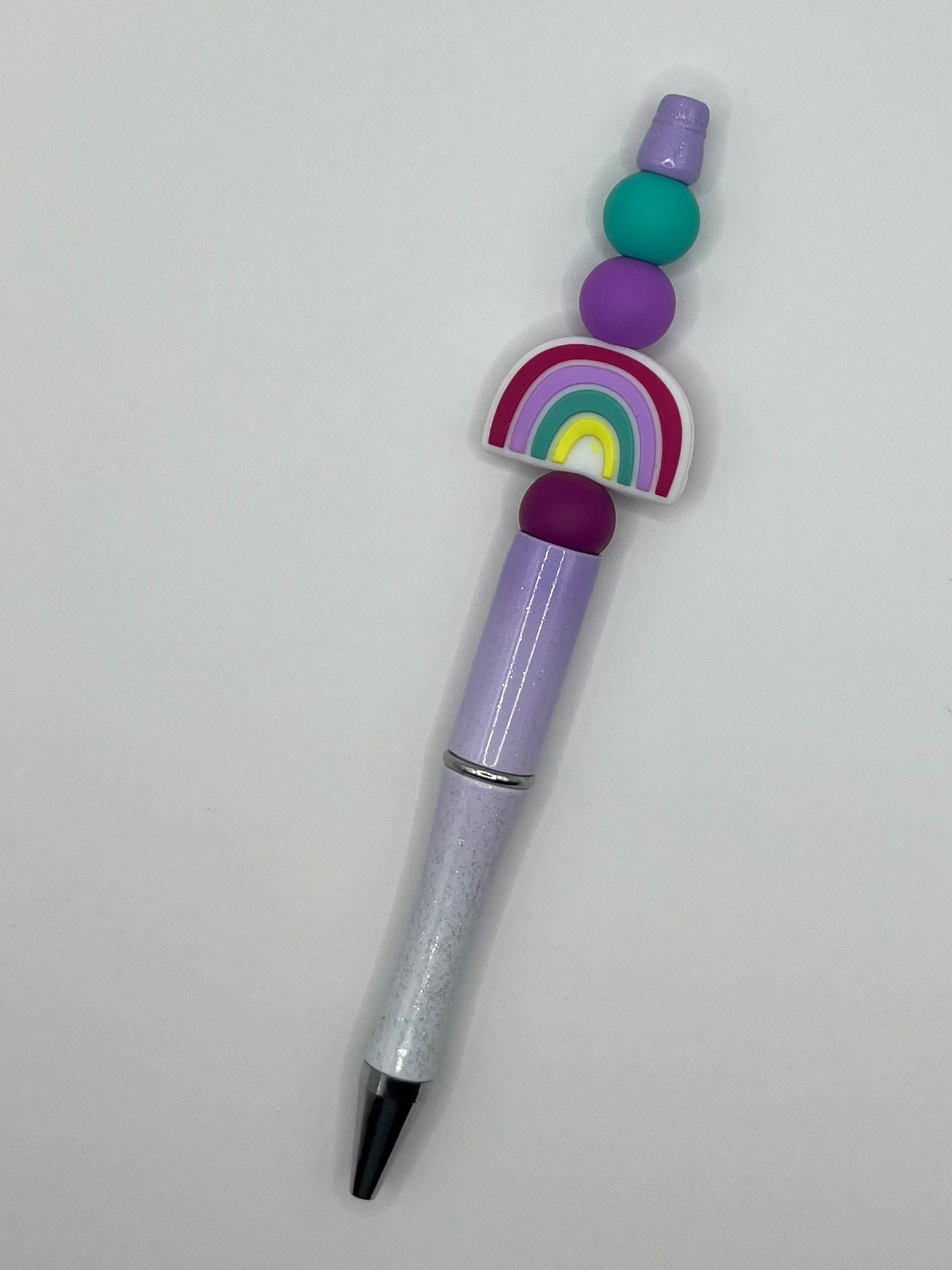 Purple Sparkly Rainbow Beaded Pen