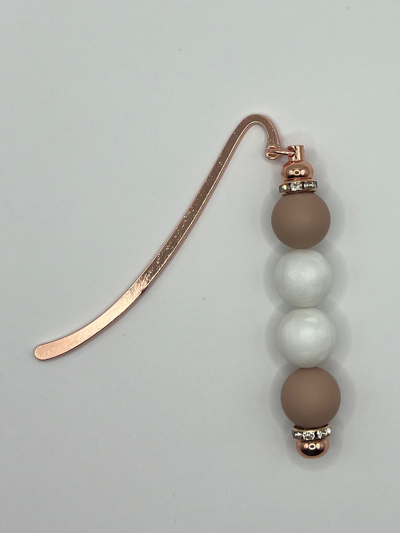 Sparkly Rose Gold Earthy Marble Beaded Bookmark