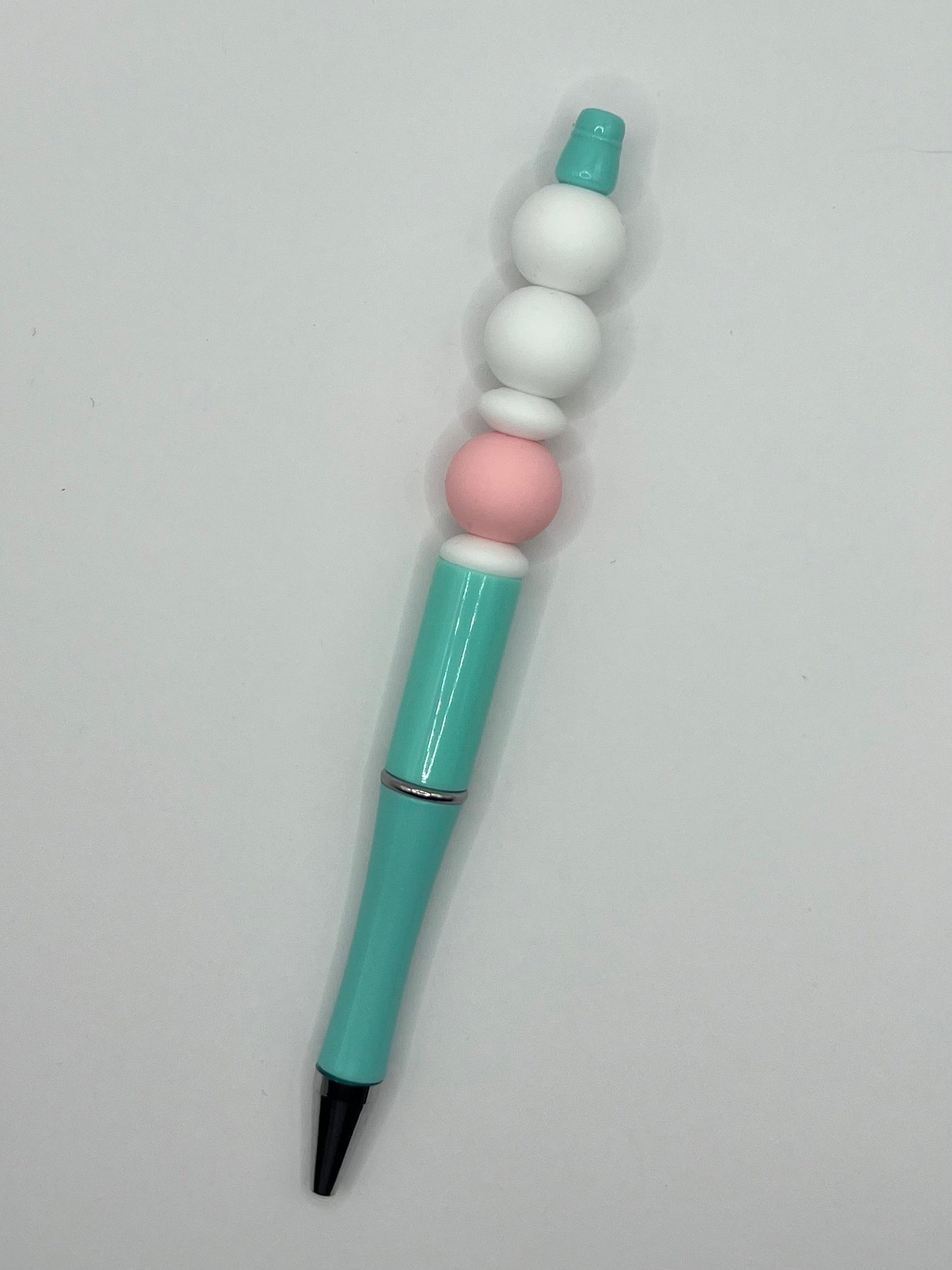 Pink and White Beaded Turquoise Pen