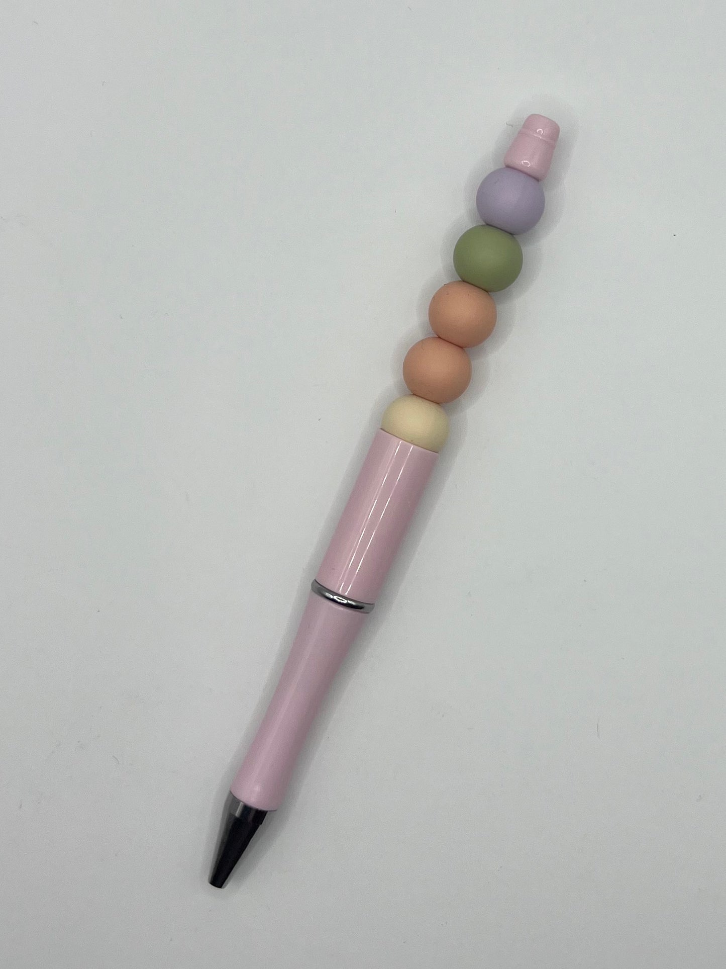 Brown, Green and Purple Beaded Pink Pen