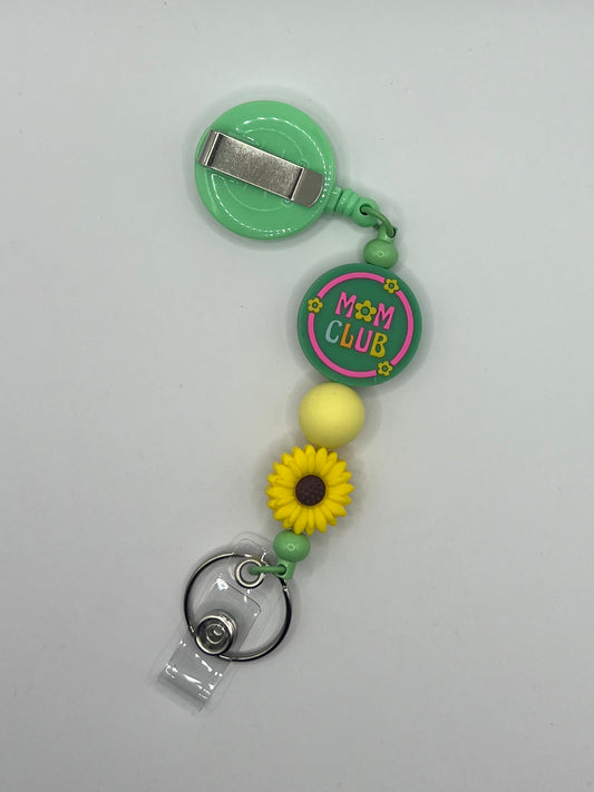 Mum Club Beaded Badge Retractable Cord for ID or Keys