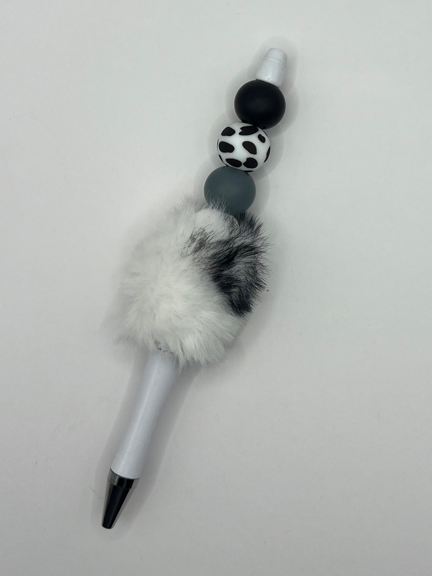 Fluffy Beaded White Pen