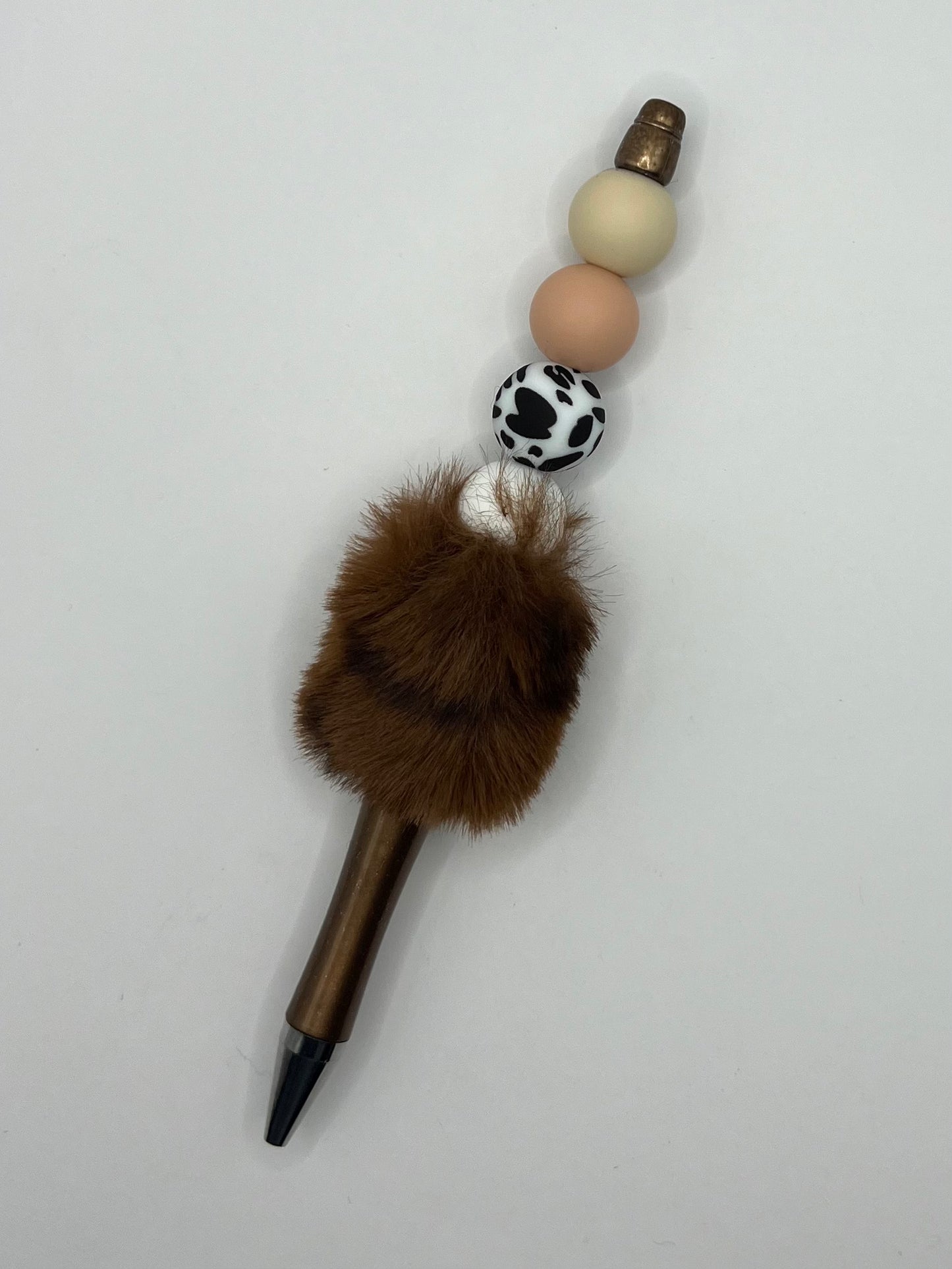 Fluffy Beaded Brown Pen