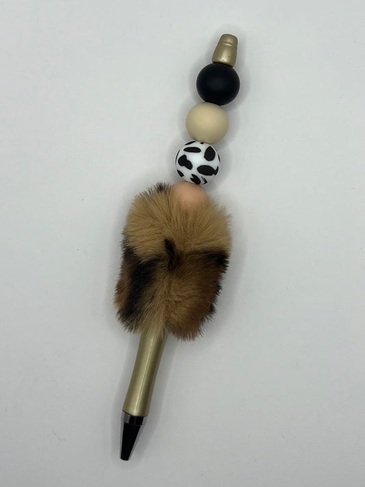 Fluffy Beaded Gold Pen