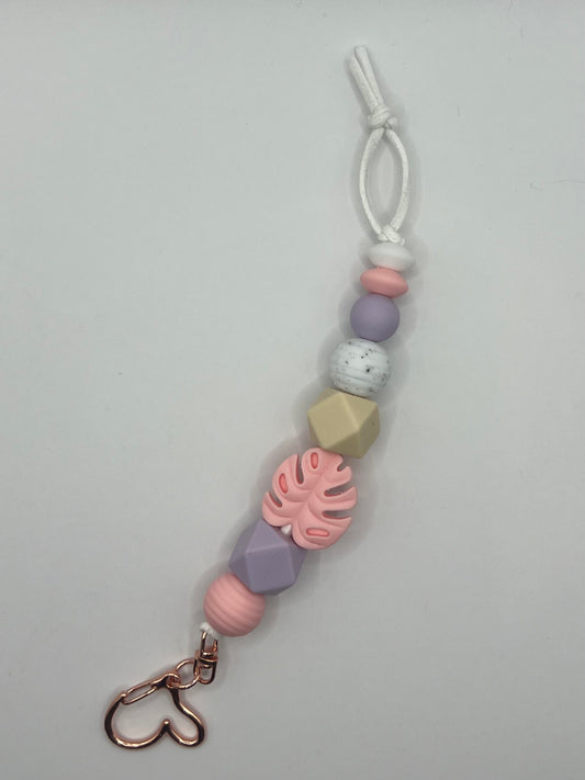 Beaded Love Heart Clip Keyring