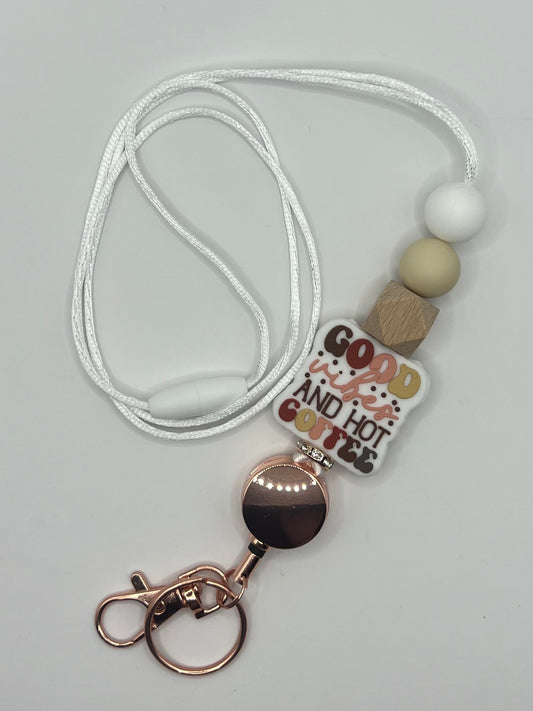 Beaded Lanyard with Retractable Keyring