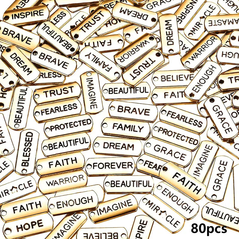 Inspirational Words Gold Charms